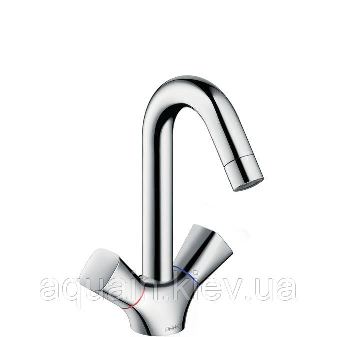 Змішувач для раковини Hansgrohe Logis з двома рукоятками, з донним клапаном