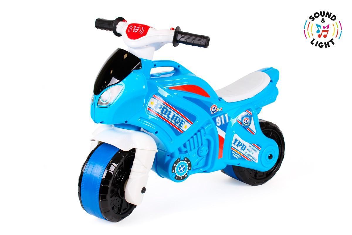 Музикальний мотоцикл Технок 5781 блакитний каталка дитячий мотобайк біговел велобіг толокар для дітей