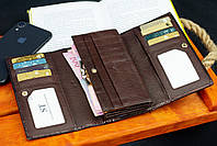 Коричневий лаковий багатофункціональний гаманець з натуральної шкіри ST Leather S8001A, фото 9