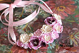 Велике рожеве кольє з квітами ручної роботи з полімерної глини "Аромат весни", фото 4