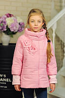 Куртка дитяча на дівчинку Chanel квіти пудра на ріст 122-152см, фото 1