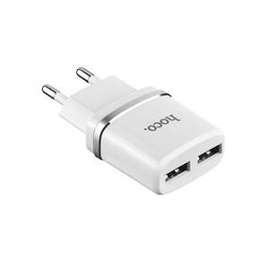 Мережевий зарядний пристрій Hoco C12 Dual USB Charger 2.4 A, Білий