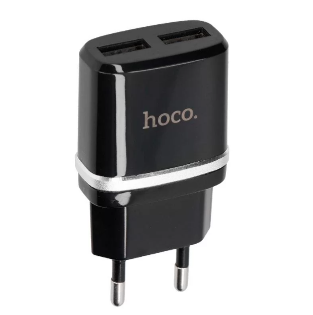 Мережевий зарядний пристрій Hoco C12 Dual USB Charger 2.4 A, Чорний