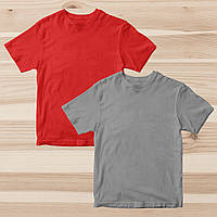 Комплект (набір) футболки базові чоловічі однотонні: червона та сіра. Майки під друк і нанесення..