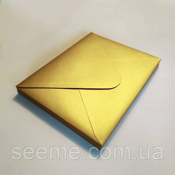 Конверт 175x125 мм, колір золотий, КОМПЛЕКТ 10 шт.