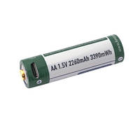 Аккумулятор Keeppower AA 14500 1,5В 2260mAh с microUS (Зеленый с белым)