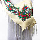 Хустка з шовковими тороками 80х80см Кремова, фото 6