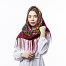 Хустка з шовковими тороками 80х80см Бордова, фото 4