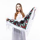 Хустка з шовковими тороками 80х80см Біла, фото 5