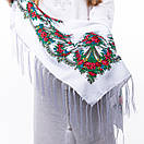 Хустка з шовковими тороками 80х80см Біла, фото 6