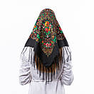 Хустка з шовковими тороками 80х80см Чорна, фото 4