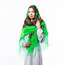 Українська хустка з тороками 120х120см Салатова, фото 3