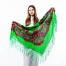 Українська хустка з тороками 120х120см Салатова, фото 5