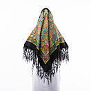 Українська хустка з тороками 120х120см Чорний, фото 4