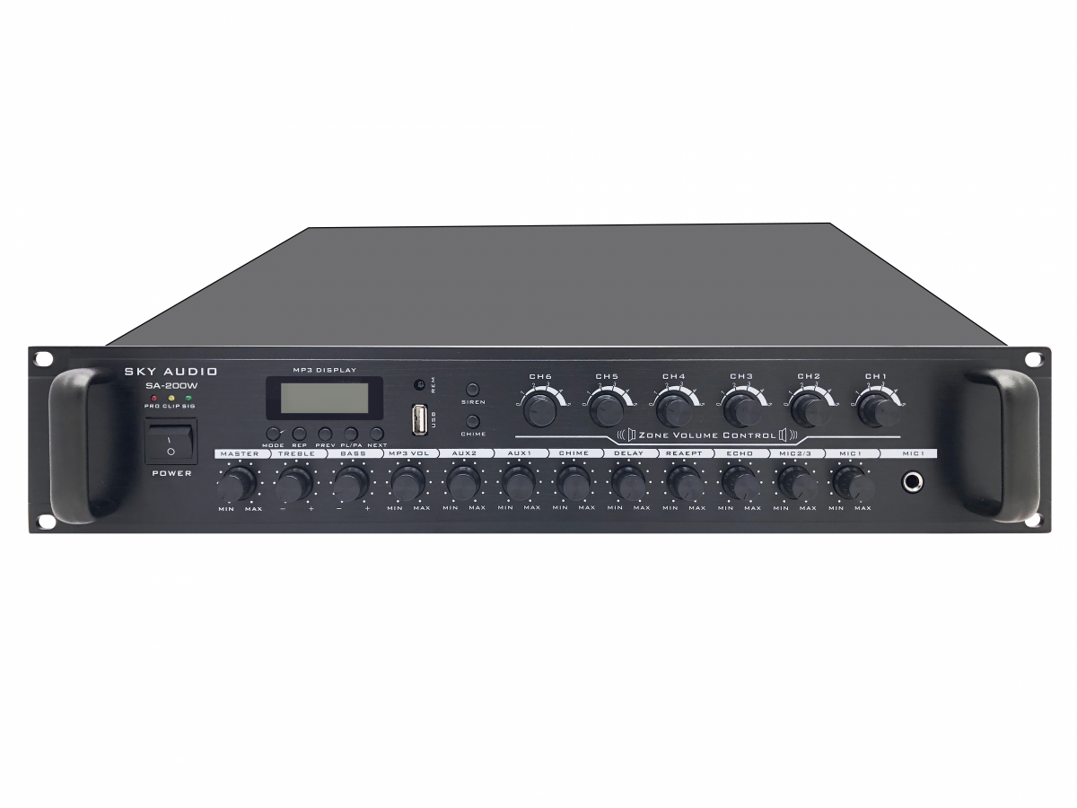 Трансляционный усилитель SKY SOUND SA-200W (6-ZONE)