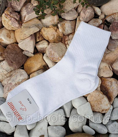 Чоловічі однотонні шкарпетки білі, фото 2