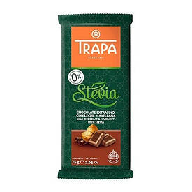 Шоколад молочний, без цукру та глютену, TRAPA Stevia з фундуком 75 г.