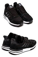 Мужские кроссовки сетка Adidas (Адидас) Black, мужские туфли текстильные, кеды черные, Мужская обувь