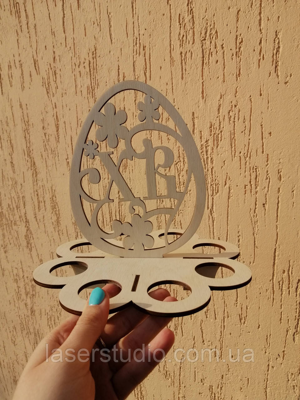 Дерев'яна Великодня підставка "ХВ" на 8 яєць, фото 1