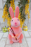Великодній кролик з вербовими гілочками для прикраси стола на свято h 30 см, фото 3