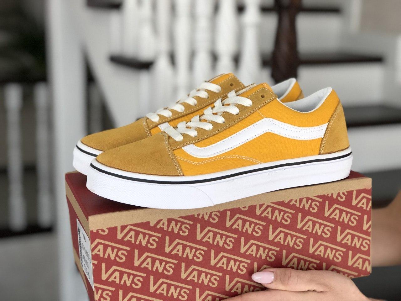 Желтные женские кеды Vans Old Skool, летние кеды для девушек, женские замшевые кроссовки