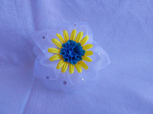 Шкільні бантики з квіткою синьо-жовтою, фото 2