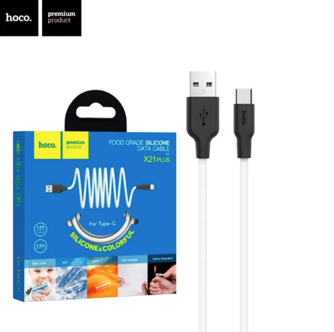 Кабель Type-C USB HOCO X21 Plus 1m, Білий, фото 1
