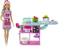 Barbie Florist Кукла Барби Флорист цветочный магазин Playset with Blonde Doll, Flower Making Station
