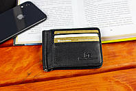 Чорний затискач для банкнот та карток з натуральної шкіри ST Leather ST452, фото 8