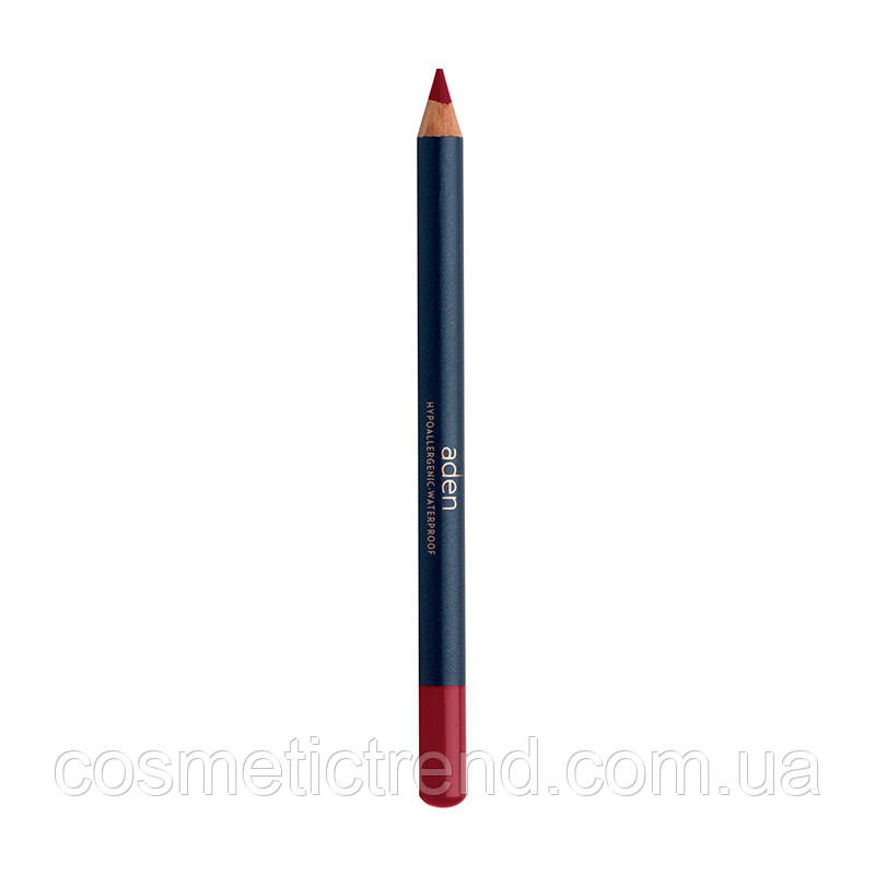 Олівець для губ водостійкий дерев'яний Lipliner Cyclamen N44 (інтенсивний червоно-рожевий) Aden Cosmetics