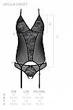 Корсет із пажами, трусики з ажурним декором та відкритим кроком Ursula Corset white L/XL — Passion SO5838, фото 5