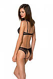Комплект: бра, трусики з ажурним декором та відкритим кроком Ursula Set black XXL/XXXL — Passion SO5843, фото 2