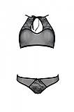 Комплект: бра, трусики з ажурним декором та відкритим кроком Ursula Set black XXL/XXXL — Passion SO5843, фото 3