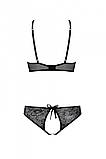 Комплект: бра, трусики з ажурним декором та відкритим кроком Ursula Set black XXL/XXXL — Passion SO5843, фото 4