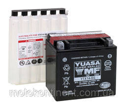 Акумулятор для мотоцикла YUASA YTX14-BS сухозаряженный AGM 12Ah 200A 205x87x162, фото 1