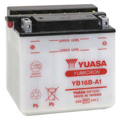 Акумулятор для мотоцикла сухозаряженный YUASA YB16B-A1 16AH 160X90X161