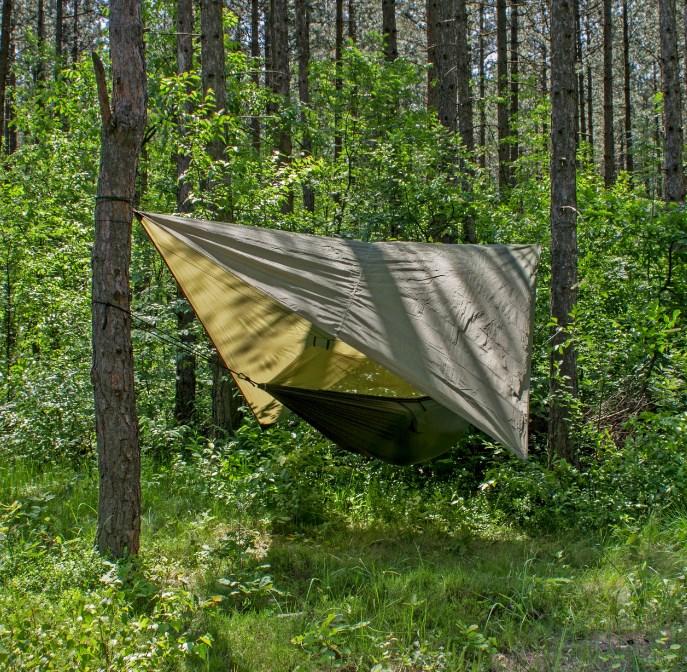 Гамак з москітною сіткою кольору хакі + брезент, фото 1