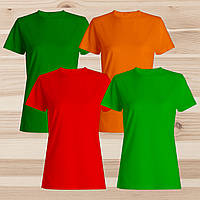 Комплект (набір 4 шт.) жіночі футболки базові: зелена, темно-зелена, жовтогаряча, червона