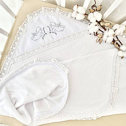 Махрова крижма для хрещення "Святість" 75х100 см Махра Білий/срібло Betis