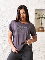 Стильная женская футболка с коротким рукавом Define батал 48/52 черный