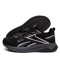 Мужские летние кроссовки Reebok Black из качественного текстиля черные, легкая подошва из пенки