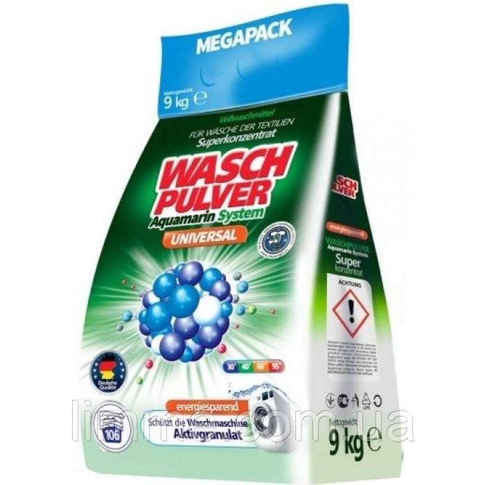 Пральний універсальний порошок концентрат Wasch Pulver Universal Aquamarin System 9 кг