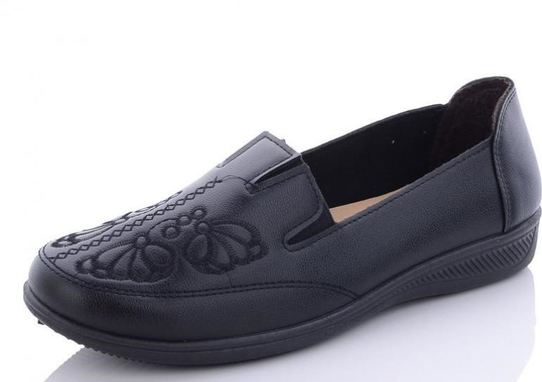 Туфлі жіночі чорні взуття на широку ногу з високим підйомом, фото 1