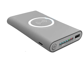 Павербанк, зарядний пристрій Power Bank 10000 mAh (факт 6000mAh), сірий, бездротова зарядка