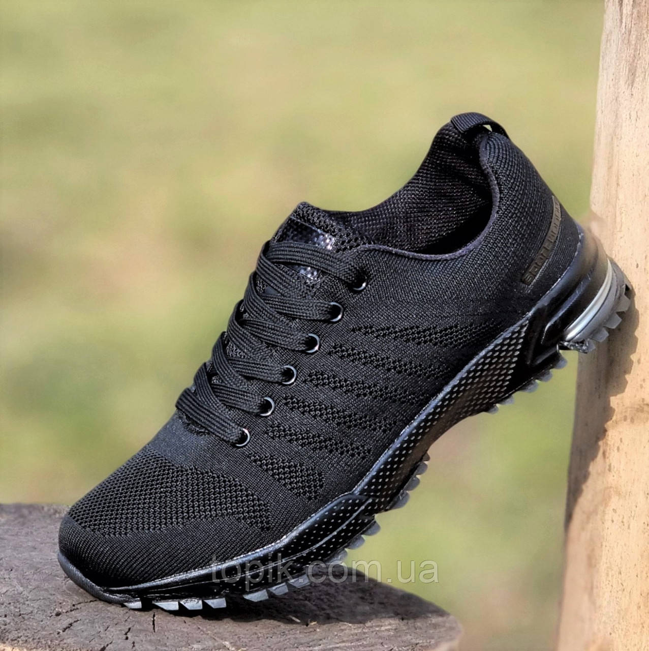 Тільки 44р! Кросівки чоловічі чорні літні текстиль Кроссовки мужские черные летние текстиль (Код:2046)