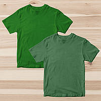Комплект (набір) футболки базові чоловічий однотонний: зелений і хакі. Майкі під друк і нанесення..