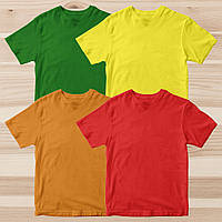 Комплект (набор) футболок базовых мужских однотонных: зеленая, желтая, оранжевая, красная. Под печать