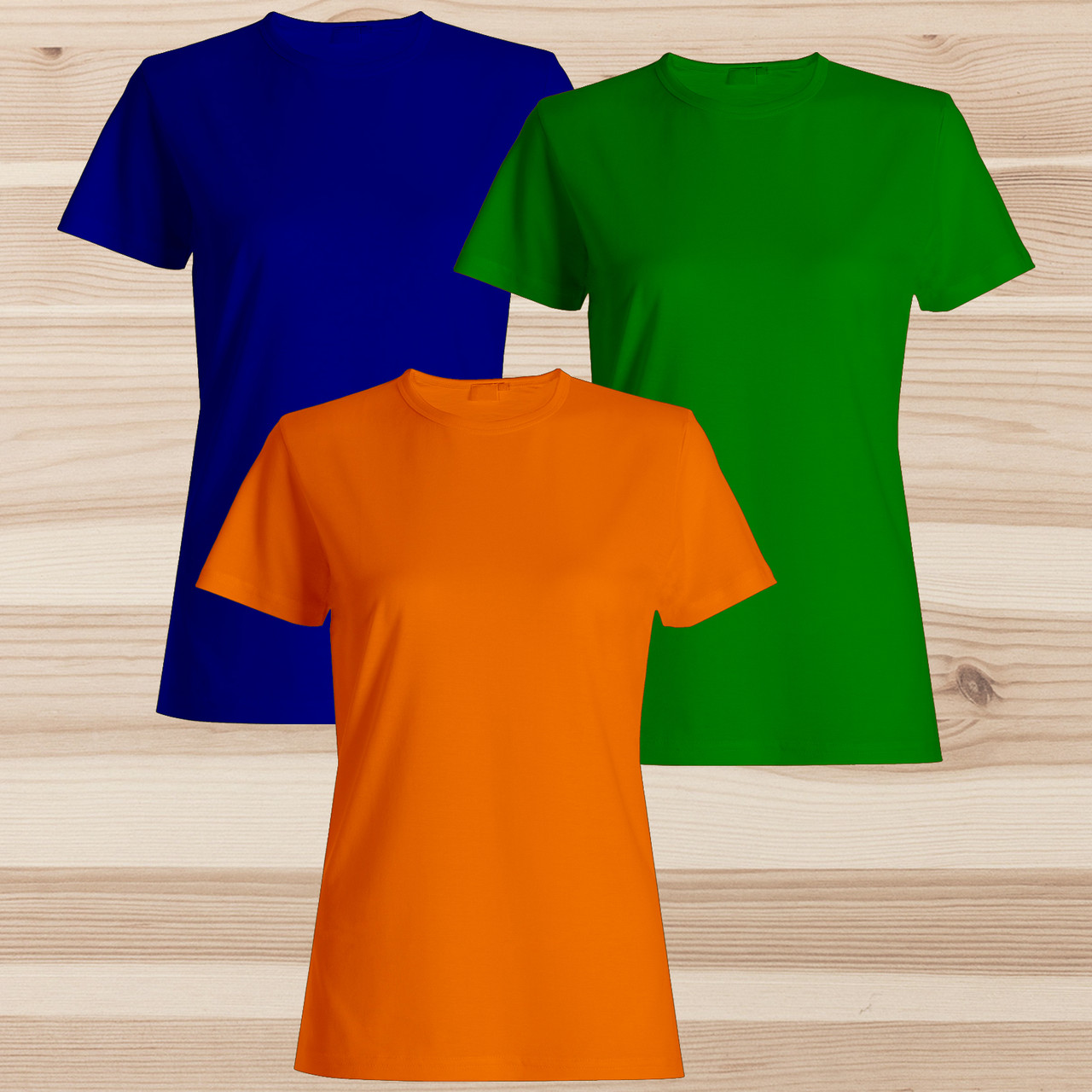 Комплект (набір) жіночі футболки базові однотонні темно-сільна -зелена, оранжева. Майка друк