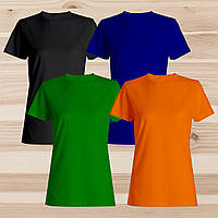 Комплект (набір) жіночі футболки базові: темно зелена, темно - синя, оранжева, чорна.