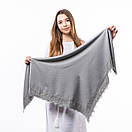 Кашемірова хустка з камінцями 90х90см Сіра, фото 4